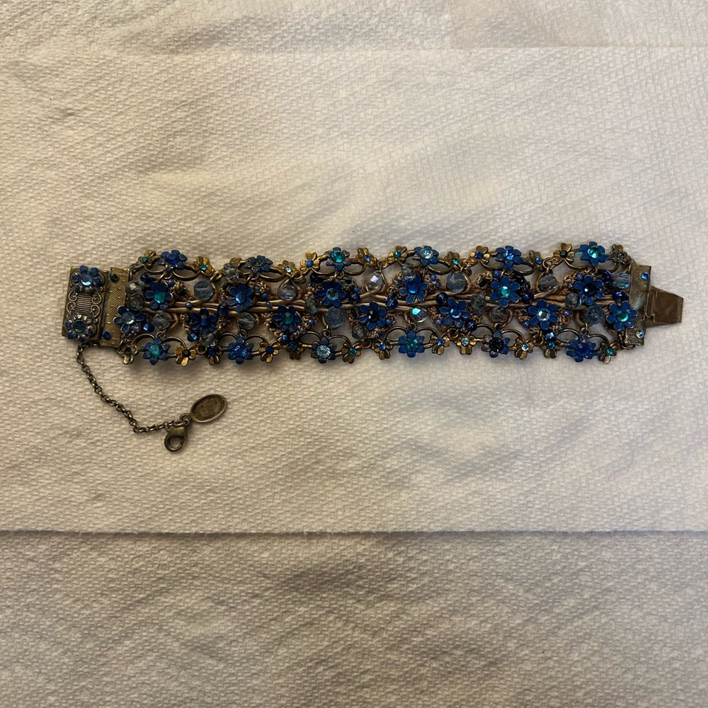 Michal Negrin Blue and Gold Floral Bracelet - Picture 3 of 13